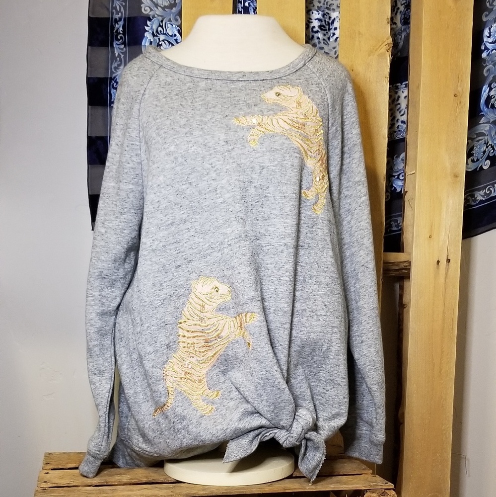 Akemi + Kin Anthro Rose Gold Tiger Bead Sweatshirt